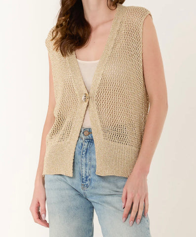Plain Lurex Metallic Knit Button Waistcoat (3 Colours)