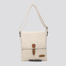 Plain Large Messenger Style Crossbody Bag With Tan Trim (8 Colours)