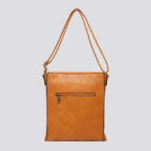 Plain Large Messenger Style Crossbody Bag With Tan Trim (8 Colours)