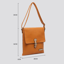 Plain Large Messenger Style Crossbody Bag With Tan Trim (8 Colours)