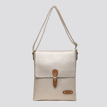 Plain Large Messenger Style Crossbody Bag With Tan Trim (8 Colours)