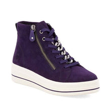 Remonte X Elizabeth Hurley D1C70-30 Aubergine Suede Leather Chunky Trainer Boots