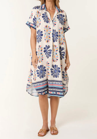Stretchy Floral Multi Collar Midi Dress (3 Colours)