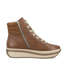 Rieker W0962-24 Revolution Caster Brown Leather Lace-Up Flatform Trainer Boots