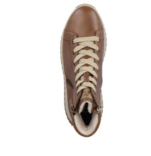 Rieker W0962-24 Revolution Caster Brown Leather Lace-Up Flatform Trainer Boots