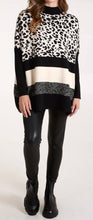 Curve Collection Black And Cream Turtle Neck Animal Print And Stripe Jumper