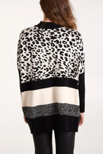 Curve Collection Black And Cream Turtle Neck Animal Print And Stripe Jumper