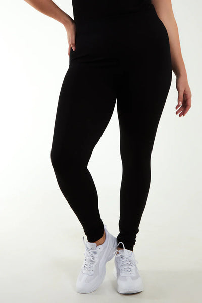 Curved Collection Black Basic Fleece Lined Leggings