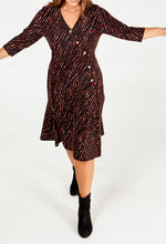 Curve Collection Zebra Print Rust Combination Stretchy Midi Wrap Dress