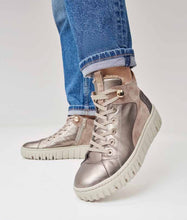 Waldlaufer 941804 400 212 Livia Leather Taupe Metallic And Suede Combination Trainer Boots