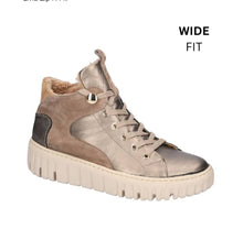 Waldlaufer 941804 400 212 Livia Leather Taupe Metallic And Suede Combination Trainer Boots