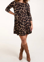 Leopard Print Fine Knit Stretchy Fit And Flare Style Midi Dress