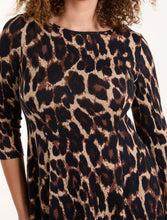 Leopard Print Fine Knit Stretchy Fit And Flare Style Midi Dress