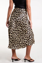 Leopard Print Satin Midi Skirt