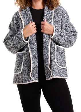 Blanket Stitch Boucle Edge To Edge Style Jacket (3 Colours)