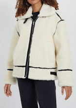 Winter White Faux Shearling Fur Aviator Style Jacket