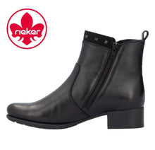 Rieker 78657-00 Lugano Black Leather Chelsea Style Low Heel Ankle Boots