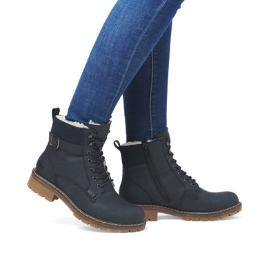 Rieker Y9102-14 Lugano Navy Blue Tex Walking Ankle Boots