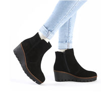 Rieker Y5065-00 Black Suede Leather Wedge Ankle Boots