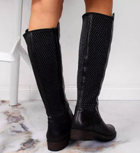 Rieker Z9591-00 Black Leather Knee High Long Boots