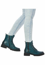 Remonte D8671-12 Odeon Petrol Blue Leather Lace-Up Ankle Boots