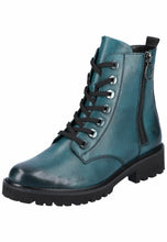 Remonte D8671-12 Odeon Petrol Blue Leather Lace-Up Ankle Boots