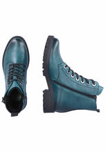 Remonte D8671-12 Odeon Petrol Blue Leather Lace-Up Ankle Boots