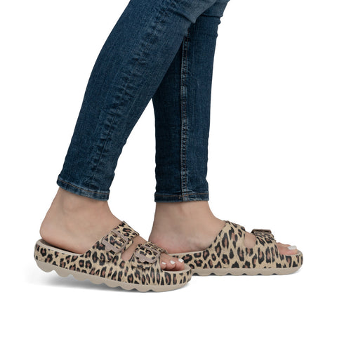 Rieker P2450-90 Leopard Print Slider Sandals