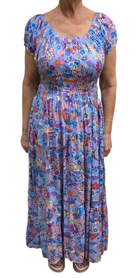 Lola Flower Multi Print Bardot Maxi Dress (2 Colours)