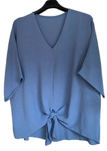 V-Neck Plain Stretchy Tie Front Blouse (3 Colours)