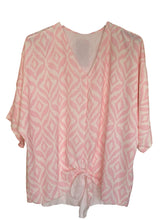 Light Pink Geometric Print Tie Front Top