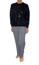 Plain Sparkly Sequin Front Round Neck Jumper (3 Colours)