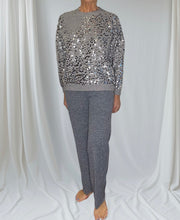 Plain Sparkly Sequin Front Round Neck Jumper (3 Colours)