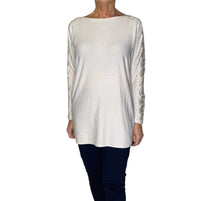 Plain Lace And Sparkle Stud Sleeve Tunic Jumper (2 Colours)