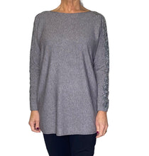 Plain Lace And Sparkle Stud Sleeve Tunic Jumper (2 Colours)