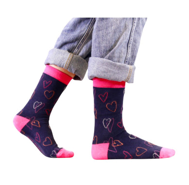 Miss Sparrow SKS328 Sketch Hearts Bamboo Socks (2 Colours )