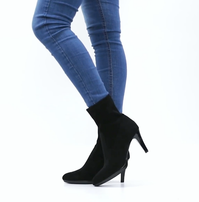 Navy heeled ankle hot sale boots uk