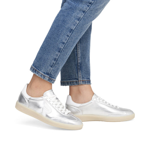 Rieker W2200-90 Artigo Silver Metallic Leather Trainers