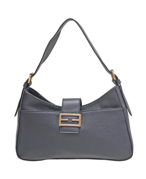 Classic Navy Buckle Detail Shoulder Bag