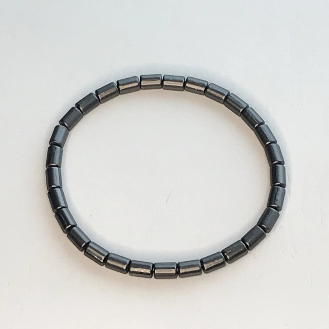 Bracelet Elasticated Cylinder Pewter