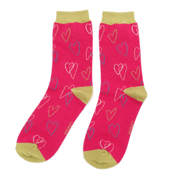 Miss Sparrow Sketch Hearts Bamboo Socks (4 Colours )