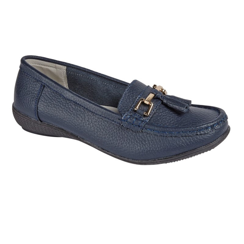 Ladies navy blue hot sale loafers uk