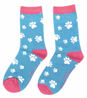 Miss Sparrow SKS272 Paw Prints  Bamboo Socks (2 Colours)