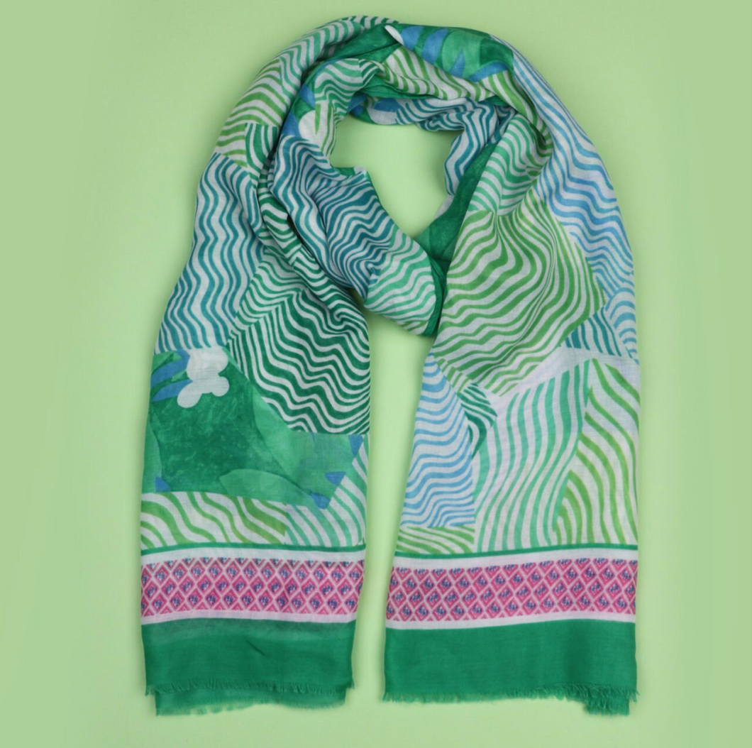 Zelly Abstract Green Stripe Effect Scarf – Missy Online: Shoes