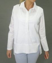 D.E.C.K By Decollage CC1134 White Stretchy Shirt With Dropped Hem Line